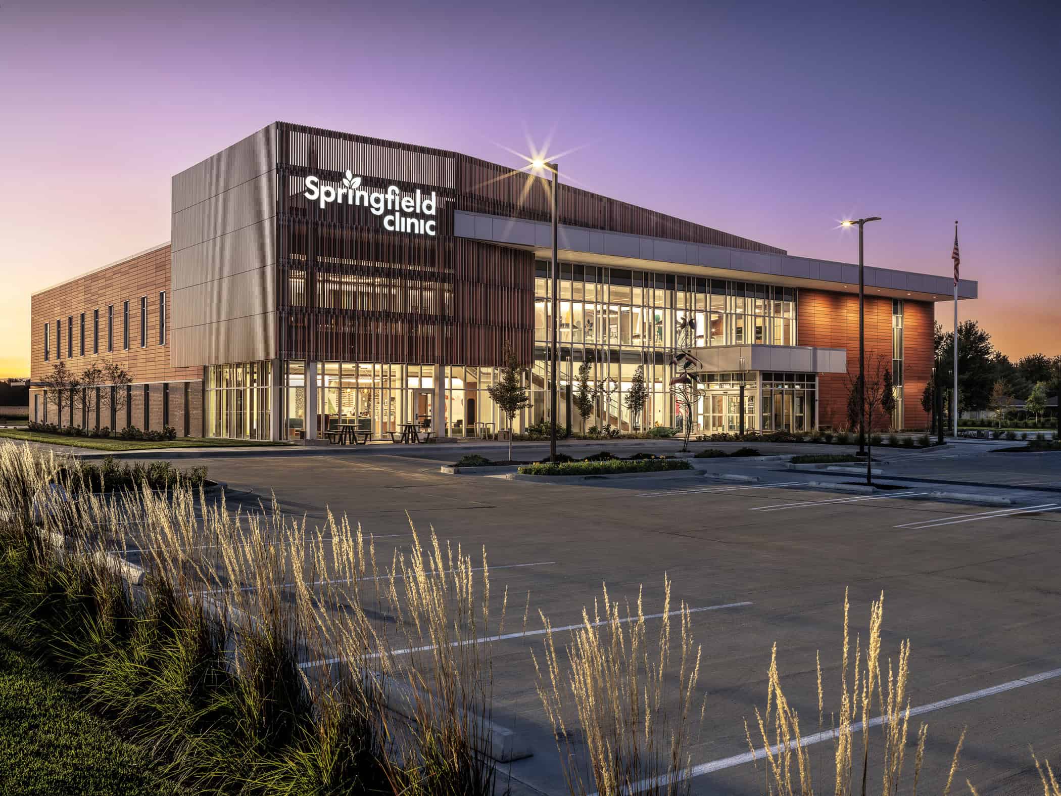 Springfield Clinic Pediatrics exterior in the evening